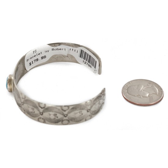 Handmade Certified Authentic Navajo Horned Lizard Nickel Natural Turquoise Native American Bracelet 12796-5 Handmade Certified Authentic Navajo Horned Lizard Nickel Natural Turquoise Native American Bracelet 12796-5