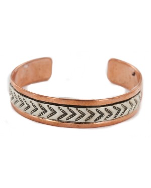 Handmade .925 Sterling Silver and Pure Copper Certified Authentic Navajo Native American Bracelet 12703-8 Handmade .925 Sterling Silver and Pure Copper Certified Authentic Navajo Native American Bracelet 12703-8