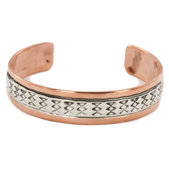 Handmade Certified Authentic Navajo .925 Sterling Silver and Pure Copper Native American Bracelet 12703-181 Handmade Certified Authentic Navajo .925 Sterling Silver and Pure Copper Native American Bracelet 12703-181