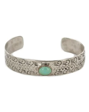 Handmade Certified Authentic Navajo Nickel Natural Turquoise Native American Bracelet 12796-92