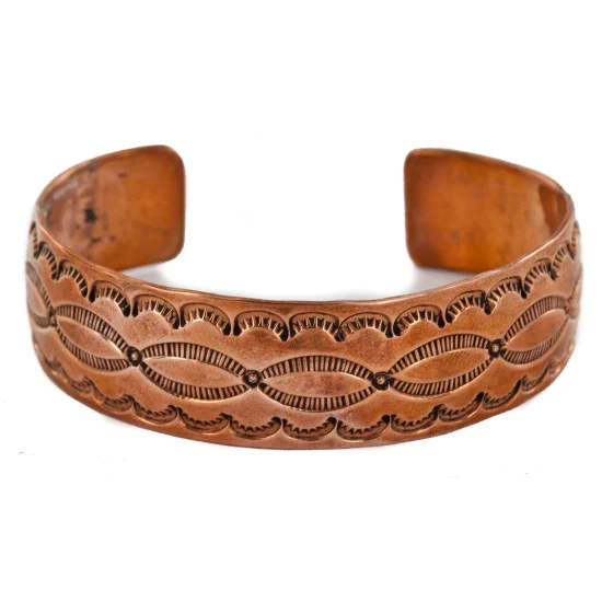 Navajo Handmade Certified Authentic Pure Copper Native American Bracelet 12485-29