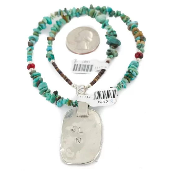 .925 Sterling Silver and Nickel Certified Authentic Handmade Navajo Natural Turquoise Coral Native American Necklace 12810-3-1607-2 .925 Sterling Silver and Nickel Certified Authentic Handmade Navajo Natural Turquoise Coral Native American Necklace 12810-3-1607-2