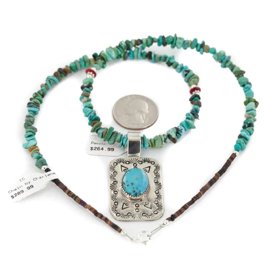 .925 Sterling Silver and Nickel Certified Authentic Handmade Navajo Natural Turquoise Coral Native American Necklace 12810-2-1601 .925 Sterling Silver and Nickel Certified Authentic Handmade Navajo Natural Turquoise Coral Native American Necklace 12810-2-1601