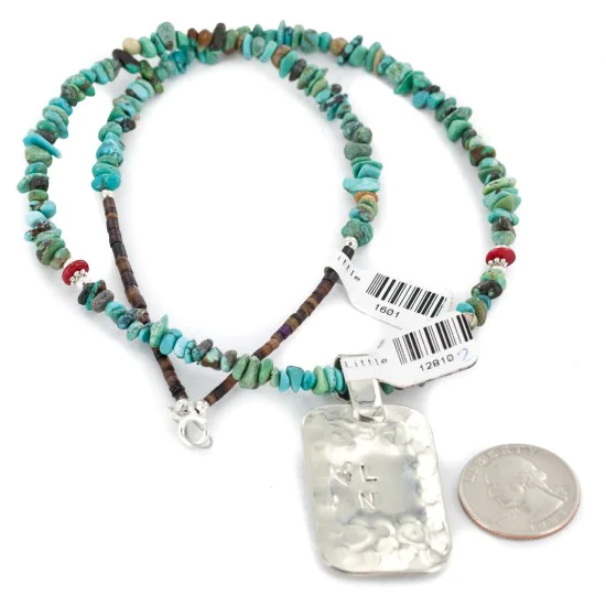 .925 Sterling Silver and Nickel Certified Authentic Handmade Navajo Natural Turquoise Coral Native American Necklace 12810-2-1601 .925 Sterling Silver and Nickel Certified Authentic Handmade Navajo Natural Turquoise Coral Native American Necklace 12810-2-1601