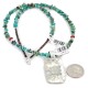 .925 Sterling Silver and Nickel Certified Authentic Handmade Navajo Natural Turquoise Coral Native American Necklace 12810-2-1601