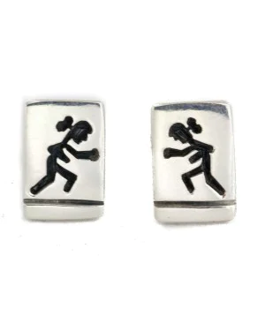 Handmade Kachina Certified Authentic Hopi .925 Sterling Silver Stud Native American Earrings 12854-8 Handmade Kachina Certified Authentic Hopi .925 Sterling Silver Stud Native American Earrings 12854-8