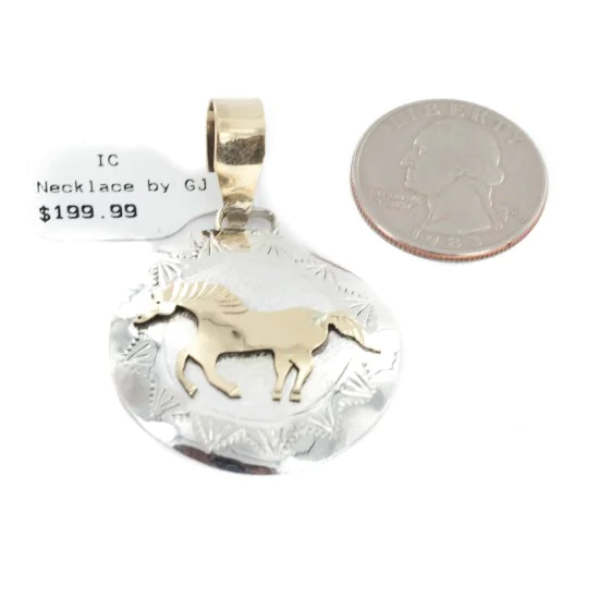 12kt Gold Filled .925 Sterling Silver Horse Handmade Certified Authentic Navajo Native American Pendant 17022 12kt Gold Filled .925 Sterling Silver Horse Handmade Certified Authentic Navajo Native American Pendant 17022