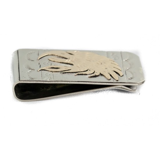 12kt Gold Filled and .925 Sterling Silver Eagle Head Handmade Certified Authentic Navajo Native American Money Clip 11261-1 All Products NB151218235746 11261-1 (by LomaSiiva)