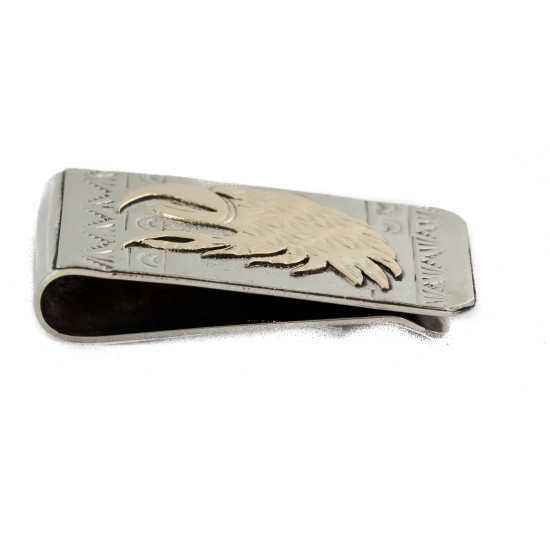 12kt Gold Filled and .925 Sterling Silver Eagle Head Mountain Handmade Certified Authentic Navajo Native American Money Clip 11261-2 All Products NB151219000406 11261-2 (by LomaSiiva)