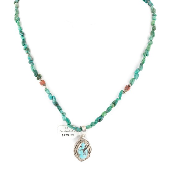 .925 Sterling Silver Handmade Certified Authentic Navajo Natural Turquoise Goldstone Native American Necklace 15065-24-15851 .925 Sterling Silver Handmade Certified Authentic Navajo Natural Turquoise Goldstone Native American Necklace 15065-24-15851