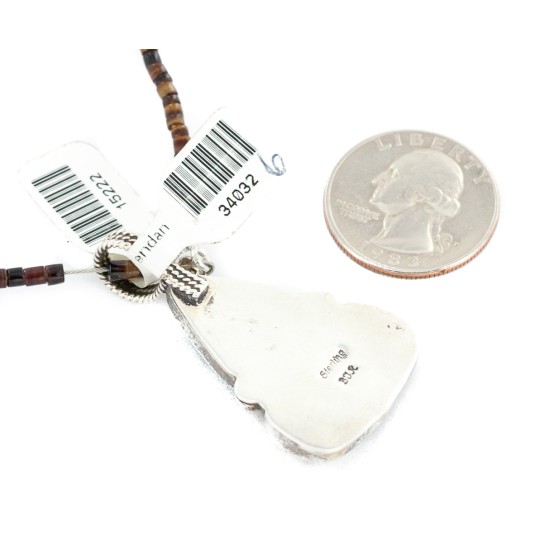 .925 Sterling Silver Certified Authentic Navajo Natural White Buffalo Native American Necklace 34032-6-15222 All Products NB160109023616 34032-6-15222 (by LomaSiiva)