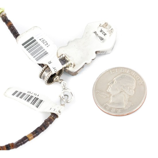 .925 Sterling Silver Certified Authentic Navajo Natural Turquoise Gaspeite Native American Necklace 14297-11-1570 .925 Sterling Silver Certified Authentic Navajo Natural Turquoise Gaspeite Native American Necklace 14297-11-1570