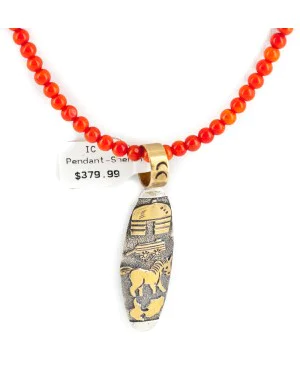 12kt Gold Filled .925 Sterling Silver Storyteller Handmade Certified Authentic Navajo Natural Turquoise Coral Native American Necklace 24252-4-15884-2 12kt Gold Filled .925 Sterling Silver Storyteller Handmade Certified Authentic Navajo Natural Turquoise Coral Native American Necklace 24252-4-15884-2