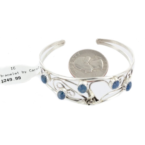 Handmade Certified Authentic Navajo .925 Sterling Silver Natural Lapis Native American Bracelet 12946-3 Handmade Certified Authentic Navajo .925 Sterling Silver Natural Lapis Native American Bracelet 12946-3