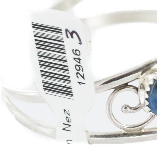 Handmade Certified Authentic Navajo .925 Sterling Silver Natural Lapis Native American Bracelet 12946-3 Handmade Certified Authentic Navajo .925 Sterling Silver Natural Lapis Native American Bracelet 12946-3
