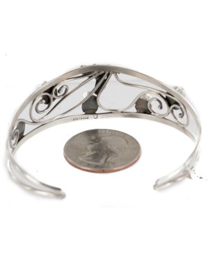 Handmade Certified Authentic Navajo .925 Sterling Silver White Howlite Turquoise Native American Bracelet 12946-2 Handmade Certified Authentic Navajo .925 Sterling Silver White Howlite Turquoise Native American Bracelet 12946-2