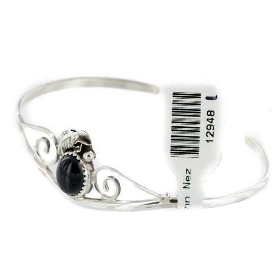 Handmade Certified Authentic Navajo .925 Sterling Silver Natural Black Onyx Native American Bracelet 12948-1 Handmade Certified Authentic Navajo .925 Sterling Silver Natural Black Onyx Native American Bracelet 12948-1