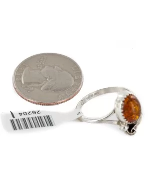 Handmade Certified Authentic Navajo Silver Amber Native American Ring Size 8 1/2 26204-1