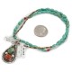 .925 Sterling Silver Certified Authentic Handmade Navajo Natural Turquoise Coral Native American Necklace 15033-15781