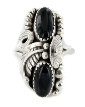 Handmade Certified Authentic Navajo .925 Sterling Silver Black Onyx Native American Ring 26206-2 Handmade Certified Authentic Navajo .925 Sterling Silver Black Onyx Native American Ring 26206-2