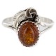 Handmade Certified Authentic Navajo Silver Amber Native American Ring Size 8 1/2 26204-1