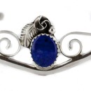 Handmade Certified Authentic Navajo .925 Sterling Silver Natural Lapis Lazuli Native American Delicate Cuff Bracelet 12948-2