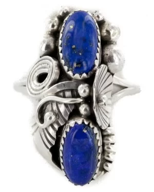 Handmade Certified Authentic Navajo .925 Sterling Silver Natural Lapis Lazuli Native American Ring Size 9 26206-31