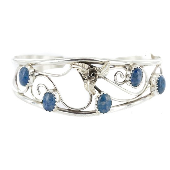 Handmade Certified Authentic Navajo .925 Sterling Silver Natural Lapis Native American Bracelet 12946-3 Handmade Certified Authentic Navajo .925 Sterling Silver Natural Lapis Native American Bracelet 12946-3