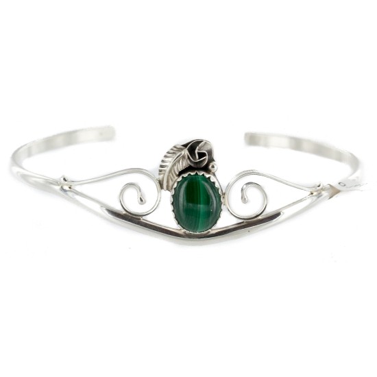 Handmade Navajo .925 Sterling Silver Natural Malachite Bracelet NB151223215213