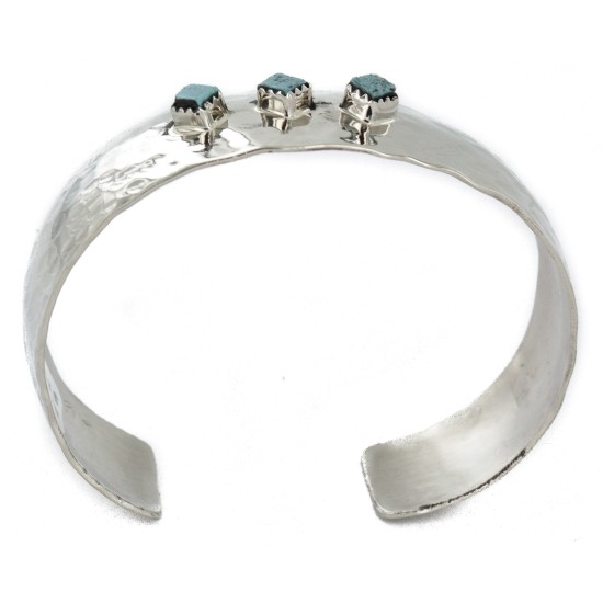 Handmade Certified Authentic Hammered Navajo Nickel Natural Turquoise Native American Bracelet 12957-3 Handmade Certified Authentic Hammered Navajo Nickel Natural Turquoise Native American Bracelet 12957-3