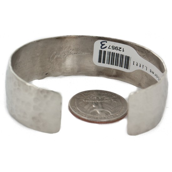 Handmade Certified Authentic Hammered Navajo Nickel Natural Turquoise Native American Bracelet 12957-3 Handmade Certified Authentic Hammered Navajo Nickel Natural Turquoise Native American Bracelet 12957-3