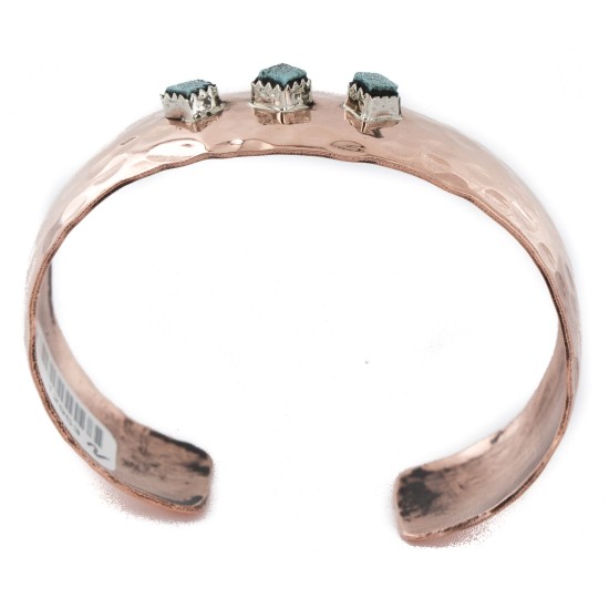Handmade Certified Authentic Hammered Navajo Natural Turquoise Pure Copper Native American Bracelet 12953-2 Handmade Certified Authentic Hammered Navajo Natural Turquoise Pure Copper Native American Bracelet 12953-2