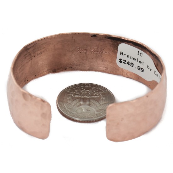 Handmade Certified Authentic Hammered Navajo Natural Turquoise Pure Copper Native American Bracelet 12953-2 Handmade Certified Authentic Hammered Navajo Natural Turquoise Pure Copper Native American Bracelet 12953-2