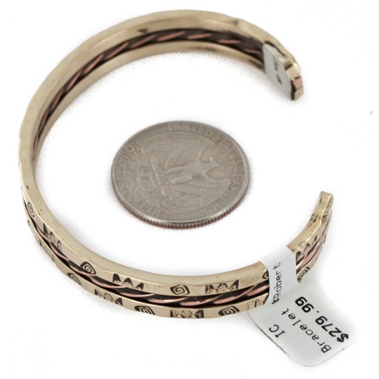 Certified Authentic Handmade Navajo Pure Copper and Brass Native American Bracelet 12958-3 Certified Authentic Handmade Navajo Pure Copper and Brass Native American Bracelet 12958-3