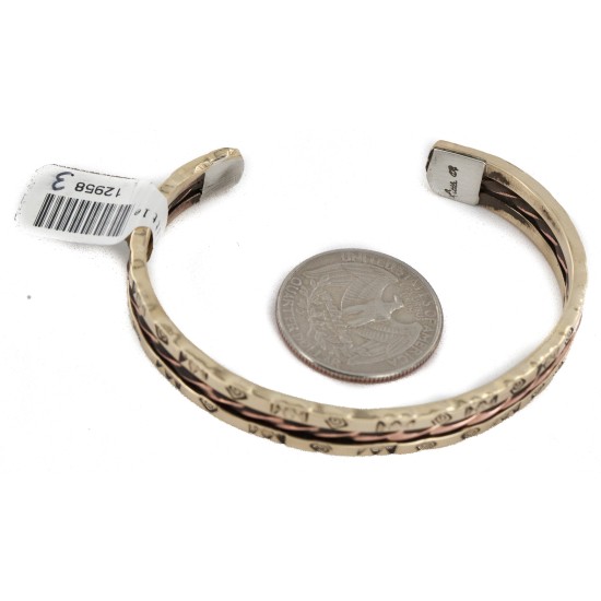 Certified Authentic Handmade Navajo Pure Copper and Brass Native American Bracelet 12958-3 Certified Authentic Handmade Navajo Pure Copper and Brass Native American Bracelet 12958-3