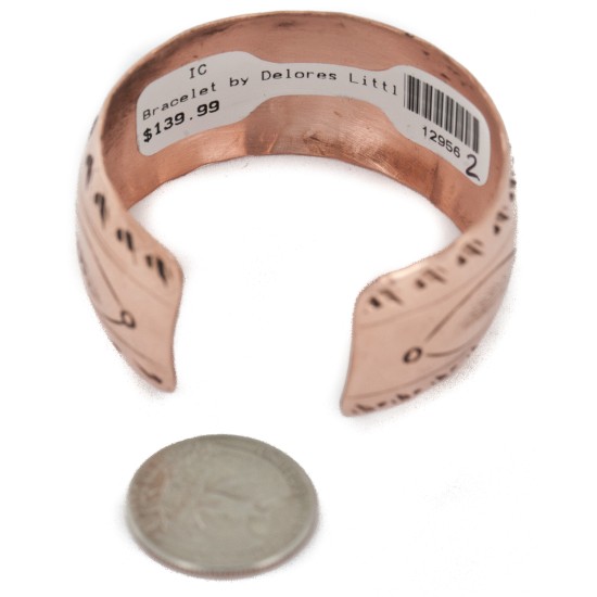Feather Handmade Navajo Certified Authentic Pure Copper Native American Bracelet 12956-2 Feather Handmade Navajo Certified Authentic Pure Copper Native American Bracelet 12956-2