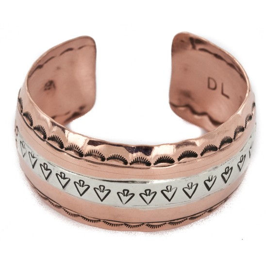 Arrowhead Feather Navajo .925 Sterling Silver Handmade Certified Authentic Pure Copper Native American Bracelet 12952