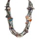 Carved Fetish $580 Large Certified Authentic 5 Strand Navajo .925 Sterling Silver Natural Turquoise Multicolor Stones Native American Necklace 25297