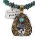 Face 12kt Gold Filled and .925 Sterling Silver Buffalo Handmade Certified Authentic Navajo Turquoise Coral Native American Necklace 24328-3-15979-2