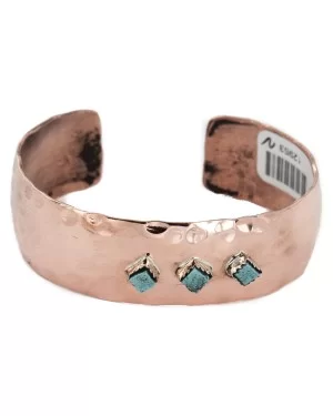 Handmade Certified Authentic Hammered Navajo Natural Turquoise Pure Copper Native American Bracelet 12953-2 Handmade Certified Authentic Hammered Navajo Natural Turquoise Pure Copper Native American Bracelet 12953-2