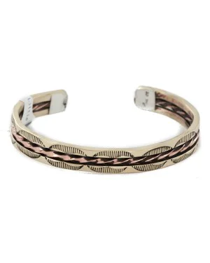 Handmade Navajo Certified Authentic Pure Copper and Brass Native American Bracelet 12958-2 Handmade Navajo Certified Authentic Pure Copper and Brass Native American Bracelet 12958-2