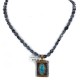 12kt Gold Filled and .925 Sterling Silver Handmade Certified Authentic Navajo Natural Blue Diamond Turquoise and Snowflake Obsidian Native American Necklace 740103-25-10225