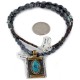 12kt Gold Filled and .925 Sterling Silver Handmade Certified Authentic Navajo Natural Blue Diamond Turquoise and Snowflake Obsidian Native American Necklace 740103-25-10225