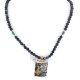 12kt Gold Filled and .925 Sterling Silver Handmade Certified Authentic Storyteller Navajo Natural Lapis Turquoise Native American Necklace 24203-1-15771