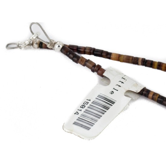 .925 Sterling Silver Certified Authentic Navajo Natural Turquoise and Jade Native American Necklace 740104-83-15814 .925 Sterling Silver Certified Authentic Navajo Natural Turquoise and Jade Native American Necklace 740104-83-15814