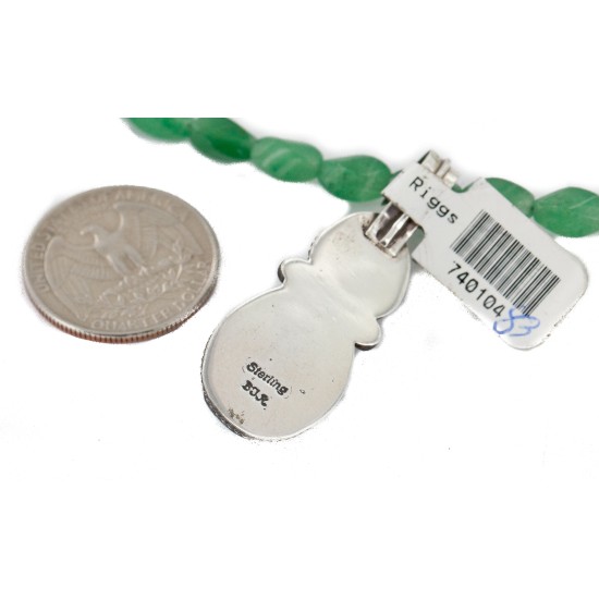 .925 Sterling Silver Certified Authentic Navajo Natural Turquoise and Jade Native American Necklace 740104-83-15814 .925 Sterling Silver Certified Authentic Navajo Natural Turquoise and Jade Native American Necklace 740104-83-15814