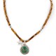 .925 Sterling Silver Handmade Certified Authentic Navajo Natural Turquoise and Tigers Eye Native American Necklace 14863-1-10225
