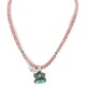 .925 Sterling Silver Certified Authentic Navajo Natural Turquoise Rose Quartz Native American Necklace 34041-10-15786