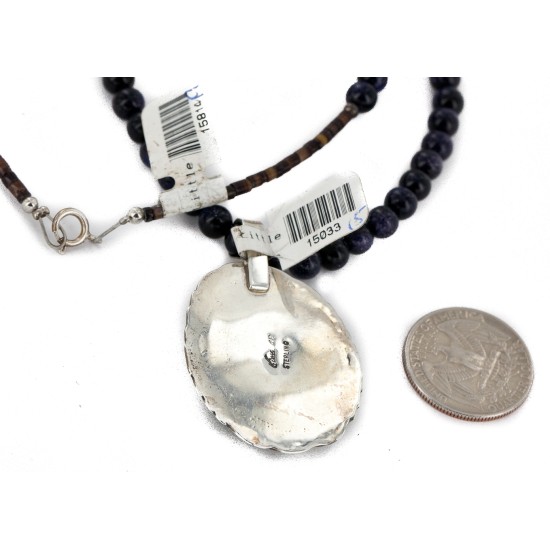 .925 Sterling Silver Handmade Certified Authentic Navajo Natural Purple Goldstone and Turquoise Native American Necklace 15033-15-15814-19 .925 Sterling Silver Handmade Certified Authentic Navajo Natural Purple Goldstone and Turquoise Native American Necklace 15033-15-15814-19