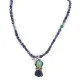 .925 Sterling Silver Handmade Certified Authentic Navajo Natural Turquoise and Lapis Native American Necklace 1489-5-10225